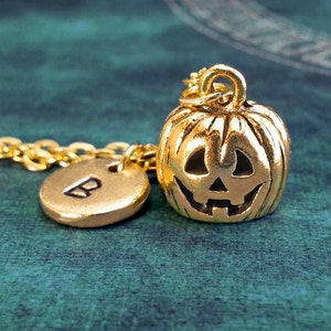 Jack O Lantern Necklace SMALL Gold Jack-o-lantern Charm Pumpkin Charm ...