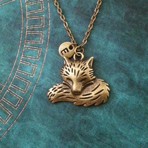 Fox Necklace Fox Jewelry Personalized Jewelry Monogram Necklace Bronze Fox Gift Brass Fox Pendant Necklace Fox Charm Necklace Bronze Jewelry