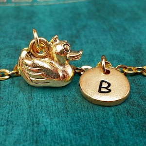 Duck Necklace, Rubber Ducky Charm Necklace, Personalized Necklace, Pendant Necklace, Engraved Necklace Gold Duck Necklace Ducky Keychain