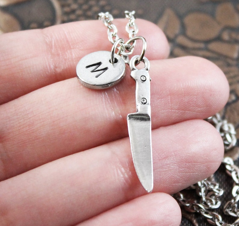 Butcher Knife Necklace Initial Necklace Personalized Etsy