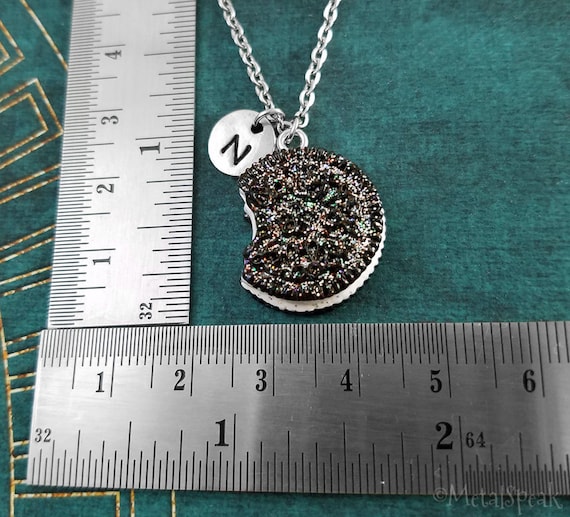 Cookie Necklace Glitter Chocolate Sandwich Cookie Charm Necklace