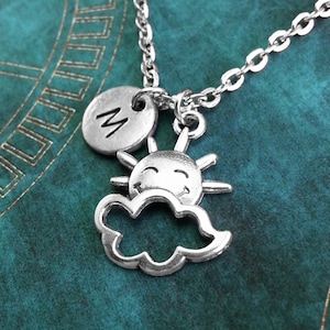 Sun and Cloud Necklace, Personalized Jewelry, Sun Pendant, Custom Necklace, Sun Necklace, You are my sunshine, Cute Silver Charm Necklace