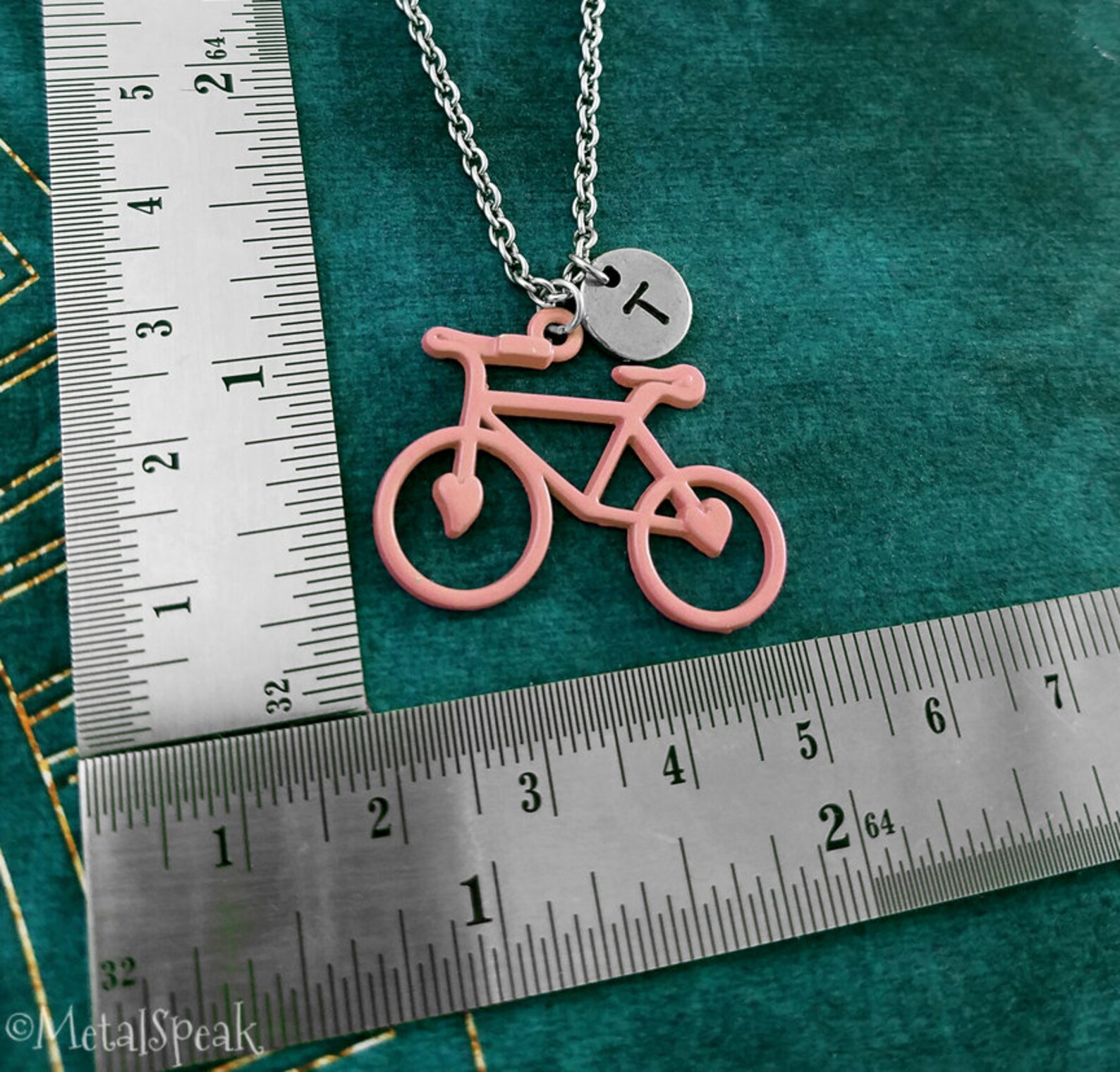 Bike Necklace Peach Bike Charm Necklace Bike Jewelry Bike Etsy