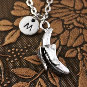 Peeled Banana Necklace, Initial Necklace, Fruit Necklace, Fruit Jewelry,Banana Charm, Pewter Jewelry, Monogram Necklace, Charm Necklace