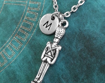 Personalized Nutcracker Necklace, Nutcracker Pendant, Toy Soldier Necklace, Monogram Necklace, Nutcracker Charm Necklace, Silver Jewelry