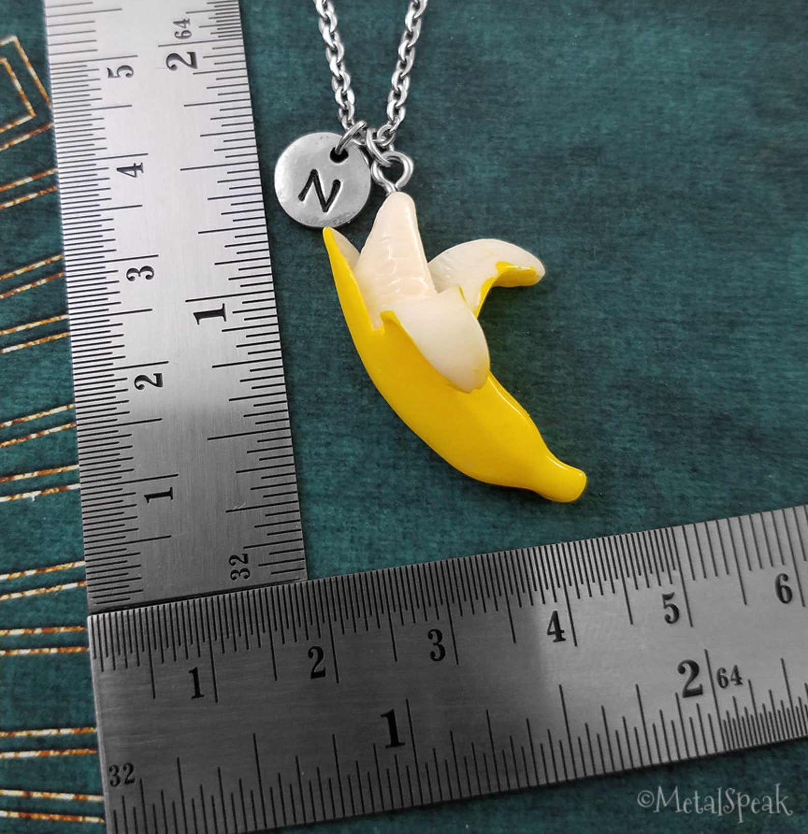 Banana Necklace Banana Charm Necklace Yellow Banana Pendant Etsy