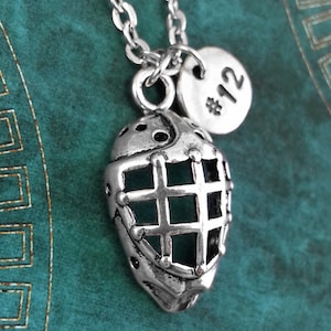 Goalie Necklace, Initial Necklace Personalized Necklace, Pendant Necklace, Custom Necklace, Hockey Charm Necklace Monogram Hockey Mask