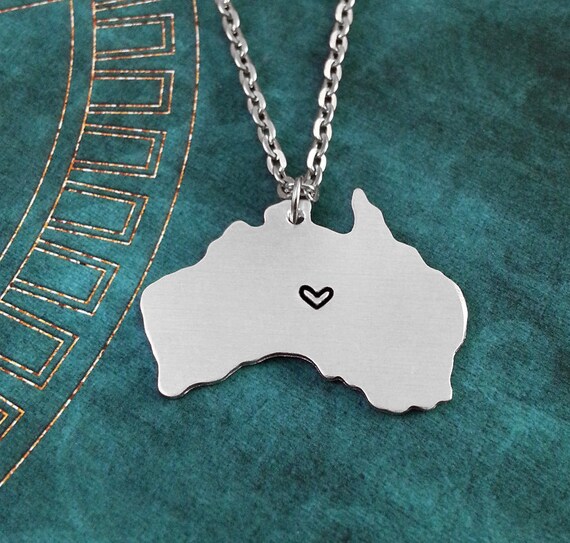 Australia Necklace Personalized Jewelry Hand Stamped Long Etsy