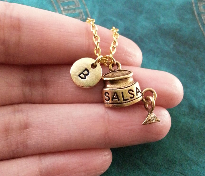 Salsa Necklace SMALL Salsa and Chips Necklace Personalized Etsy