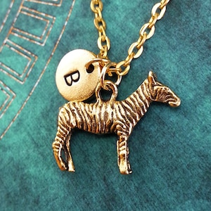 Zebra Necklace, Gold Zebra Charm, Personalized Necklace, Pendant Necklace, Animal Necklace, Engraved Necklace Safari Keychain