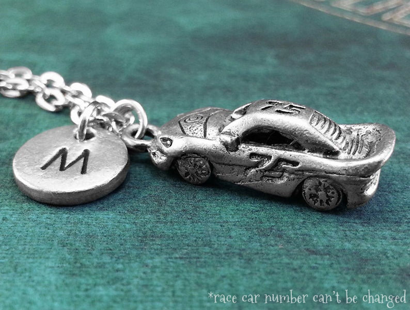 Race Car Necklace Personalized Necklace Race Car Pendant Etsy