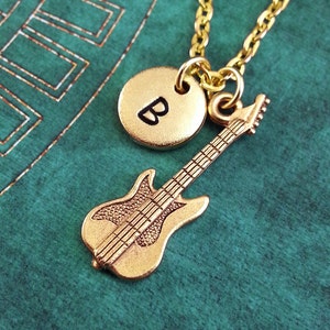 Guitar Necklace Electric Guitar Necklace Custom Initial Necklace, Personalized Necklace Engraved Necklace Instrument Necklace Music Keychain