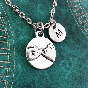 Pinky Promise Necklace, Personalized Necklace, Pinky Swear Pendant, Promise Necklace, Monogram Necklace, Best Friend Charm Necklace, Sisters