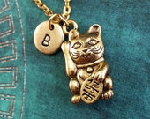 Chinese lucky cat necklace discount