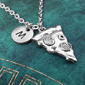 Pizza Necklace Initial Necklace Personalized Necklace Pepperoni Pizza Pendant Necklace Pizza Pendant Necklace Pizza Jewelry Initial Gift