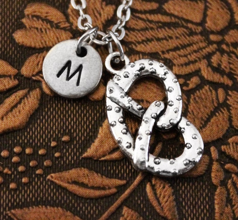 Pretzel Necklace Initial Necklace German Gift Cute Food Etsy