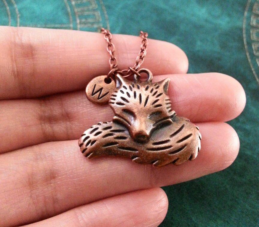 Fox Necklace Copper Fox Jewelry Personalized Jewelry Sleeping Etsy
