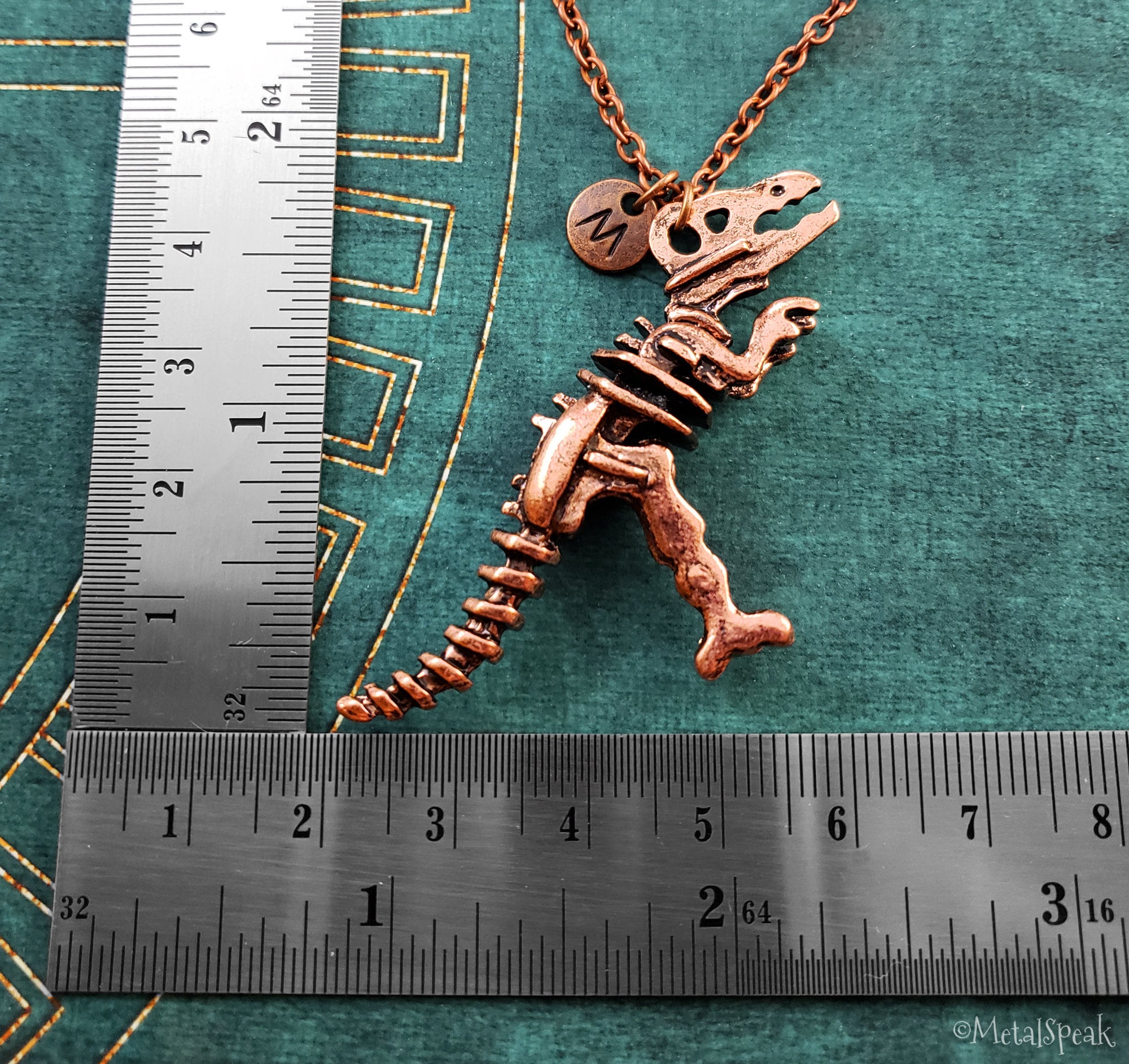 Dinosaur Necklace Copper Charm Necklace T-rex Necklace Fossil