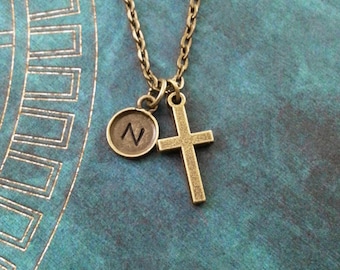 Cross Necklace SMALL Bronze Cross Charm Necklace Cross Jewelry Christian Jewelry Easter Jewelry Christian Necklace Cross Pendant Necklace