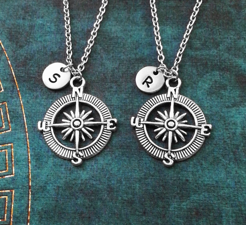 Compass Necklace SET of 2 Best Friend Necklaces Friendship Etsy