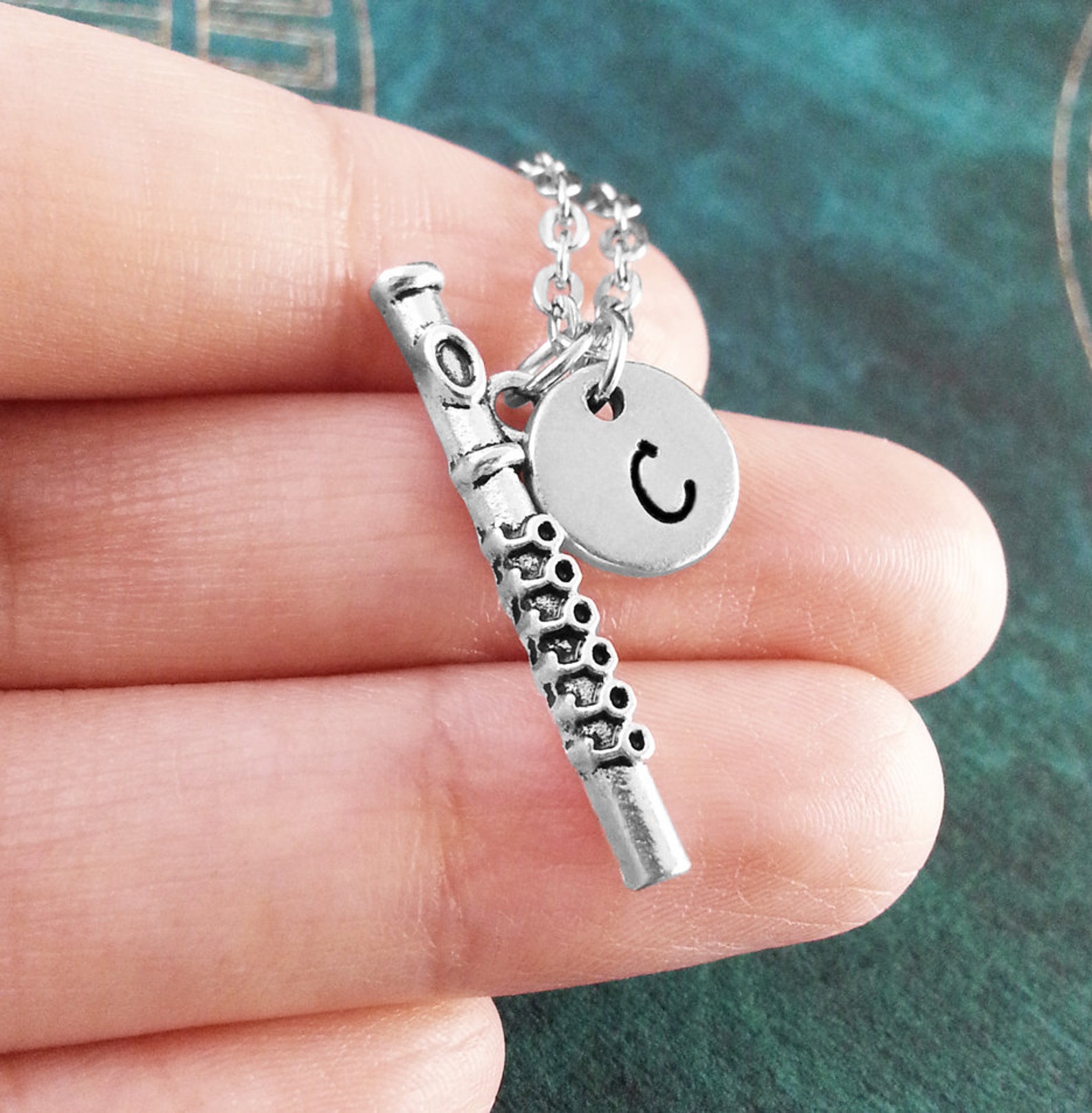 Flute Necklace SMALL Personalized Necklace Instrument Etsy