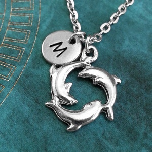Dolphin Necklace SMALL Dolphin Pendant Dolphin Circle Custom Dolphin Jewelry Monogram Gift Dolphin Charm Necklace Animal Jewelry Christmas