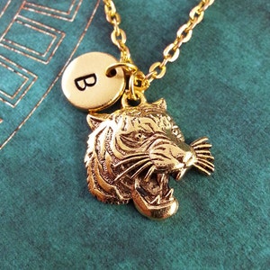 Tiger Necklace Personalized Necklace Tiger Pendant Animal Jewelry Monogram Necklace Gold Tiger Charm Necklace Wildcat Necklace Wildcat Gift