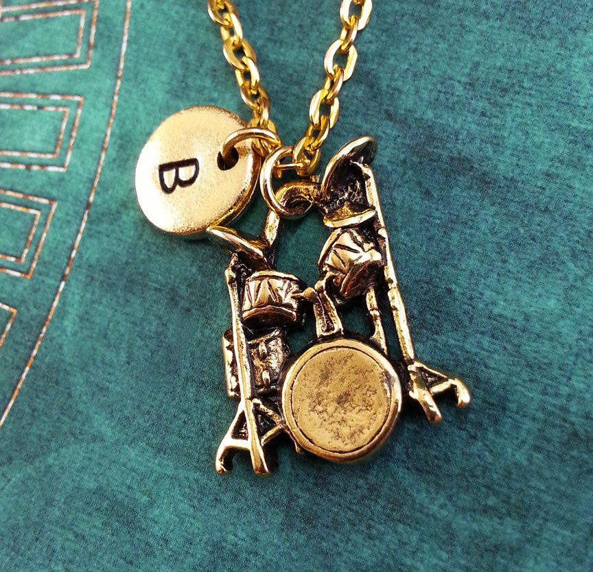 Drum Necklace Gold Drum Set Charm Drummer Keychain Hand Etsy