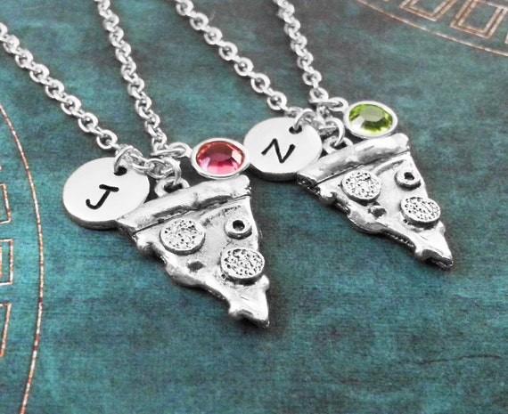 Best Friends Pizza Necklaces, Silver Necklaces Couple Friendship