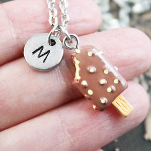 Ice cream Bar Necklace, Initial Necklace, Fudgsicle Necklace, Kawaii Jewelry Kawaii Necklace, Cute Jewelry, Monogram Necklace Charm Necklace
