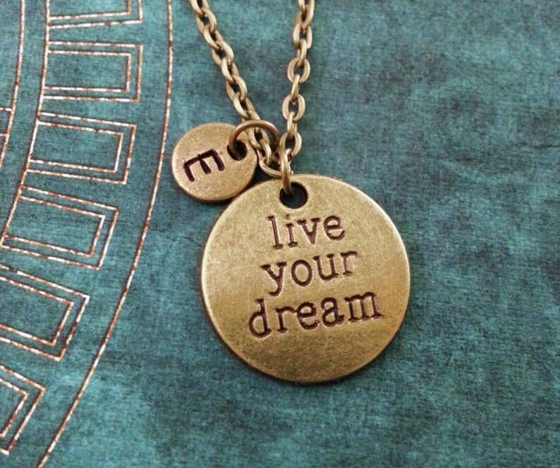 Live Your Dream Necklace Bronze Follow Your Dreams Necklace Etsy
