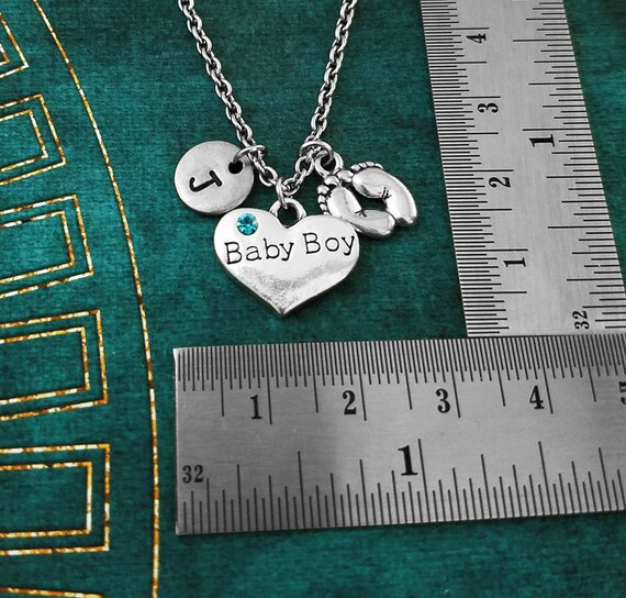 Baby Boy Necklace SMALL Blue Baby Boy Charm Necklace New Mother