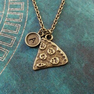 Pizza Necklace Pizza Jewelry Pepperoni Pizza Gift Personalized Jewelry Pizza Slice Necklace Bronze Pizza Charm Necklace Bridesmaid Necklace