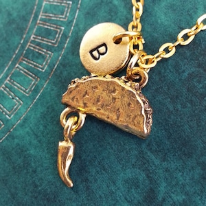 Taco Necklace Taco Charm Necklace Personalized Necklace Pendant Necklace Taco Jewelry Chili Pepper Mexican Food Jewelry Cinco De Mayo Gift