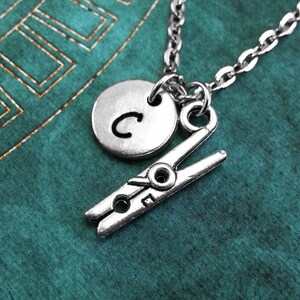 Clothes Pin Necklace SMALL Personalized Necklace Clothes Pin Pendant Laundry Necklace Monogram Necklace Charm Necklace Peg Necklace Keychain