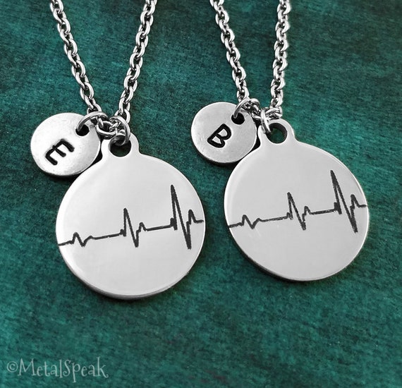 Heartbeat Necklace SET of 2 Charm Necklaces Heart Pendant Necklace Best Friend Necklace Love Jewelry Friendship Necklace Couples Jewelry Etsy Canada