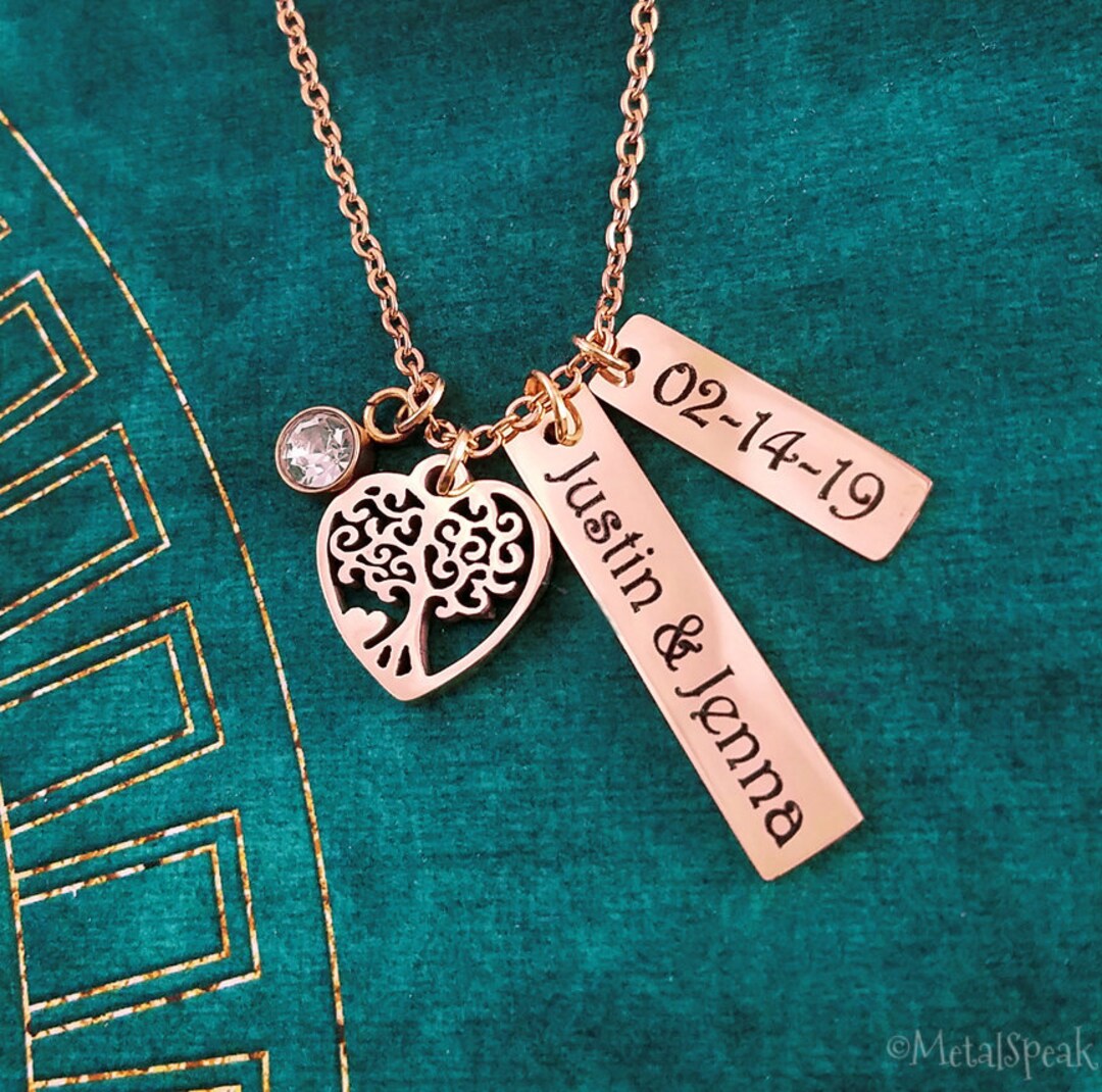Name Necklace Couples Necklace Date Necklace Engagement Gift Wedding