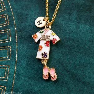 Kimono Necklace Geisha Necklace Japanese Jewelry Japanese Necklace Japan Travel Gift Geta Necklace Personalized Jewelry Initial Necklace