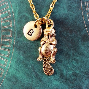 Beaver Necklace, Gold Beaver, Personalized Necklace, Pendant Necklace, Animal Necklace, Engraved Necklace Gold Charm Necklace