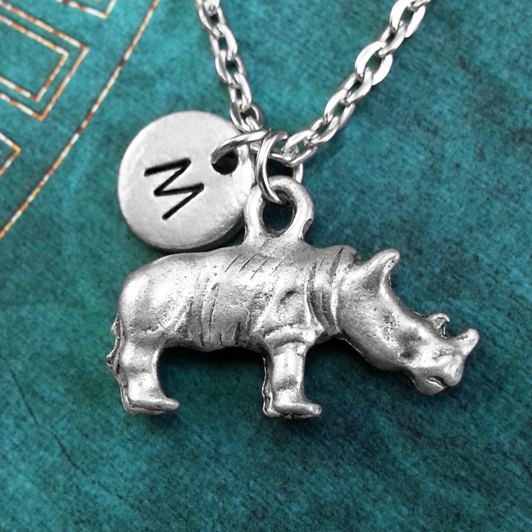 Rhino Necklace Silver Rhino Jewelry Rhino Charm Necklace Rhino Pendant  African Rhinoceros Necklace Africa Necklace Safari Animal Jewelry