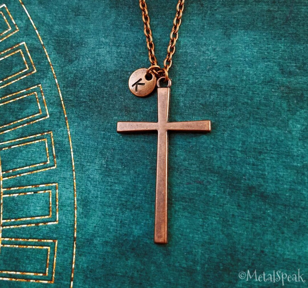 Cross Necklace Cross Charm Necklace Copper Necklace Christian Jewelry