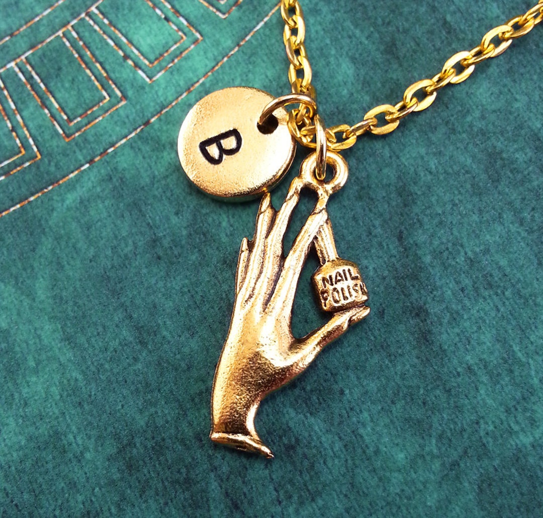 Nail Polish Necklace, Gold Nail Art Charm Personalized Necklace Pendant ...