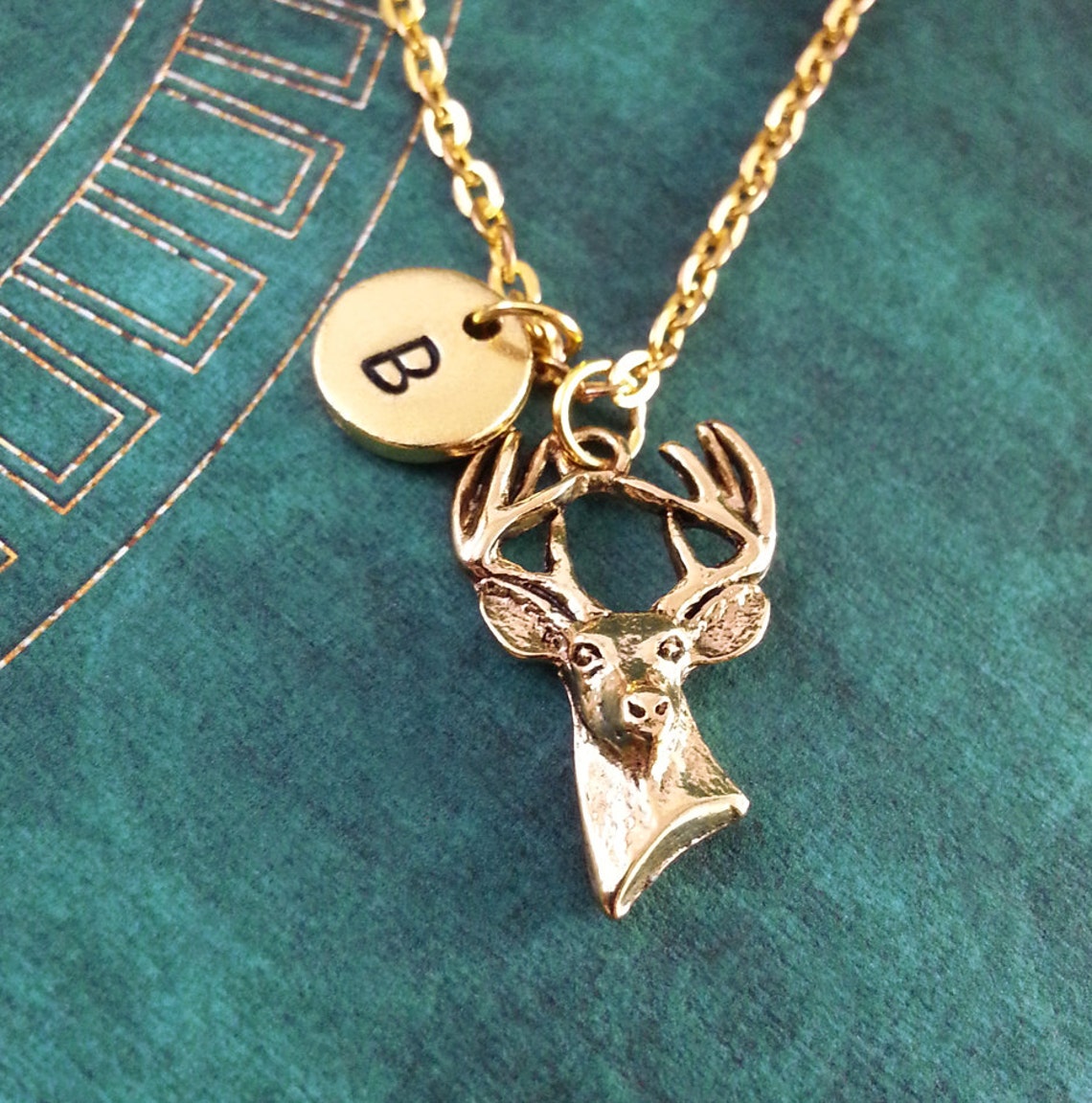 Deer Necklace Animal Necklace Hunting Necklace Initial Etsy