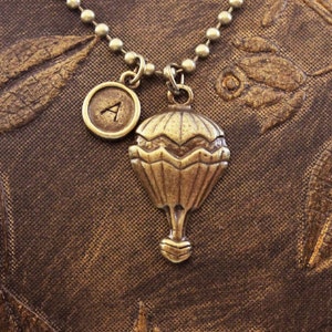 Hot Air Balloon Necklace Necklace Initial Necklace Personalized Necklace Engraved Necklace Custom Hand Stamped Necklace Balloon Necklace