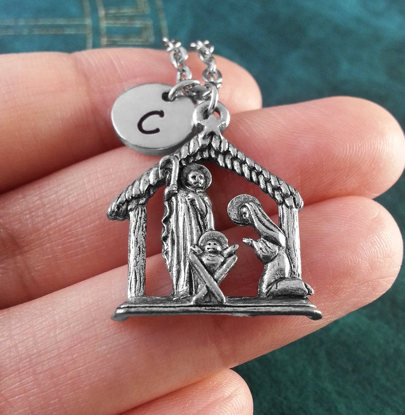 Nativity Necklace Personalized Necklace Nativity Scene Etsy