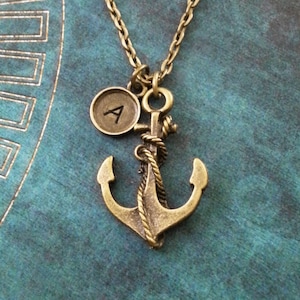 Anchor Necklace Bronze Anchor Jewelry Brass Anchor Charm Necklace Anchor Pendant Necklace Boat Ship Jewelry Long Distance Relationship Gift