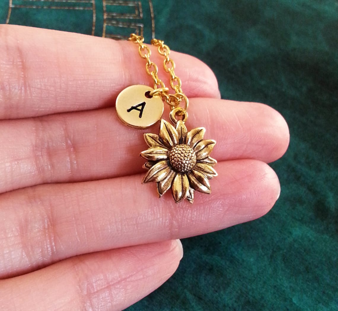 Sunflower Necklace Sunflower Jewelry Personalized Jewelry Etsy