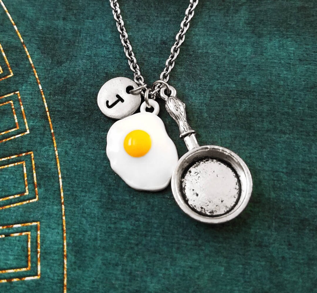Egg Necklace SMALL Fried Egg Charm Necklace Frying Pan Necklace Skillet ...