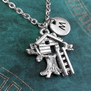 Treehouse Necklace SMALL Treehouse Jewelry Tree House Necklace Childhood Jewelry Pendant Necklace Treehouse Charm Necklace Initial Necklace
