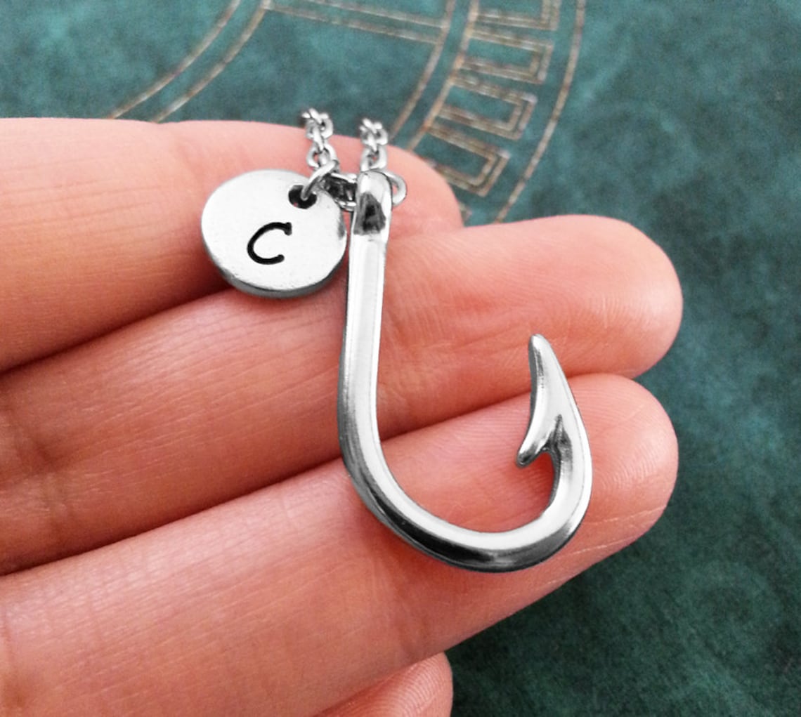 Fish Hook Necklace Fishhook Necklace Fish Necklace Fishing Etsy